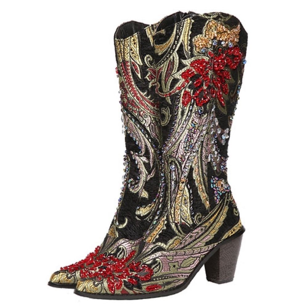 Helens Heart Silk Brocade Western Boot